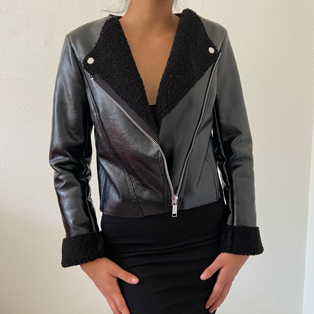 Michael kors leather zip up jacket 🖤